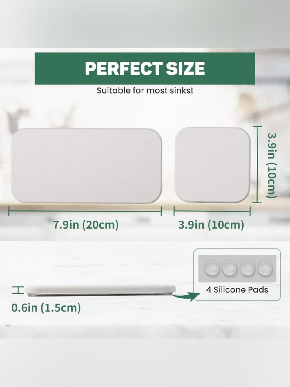Gray Textured Rectangular Coasters - Set of 3 - Picture 2 of 5